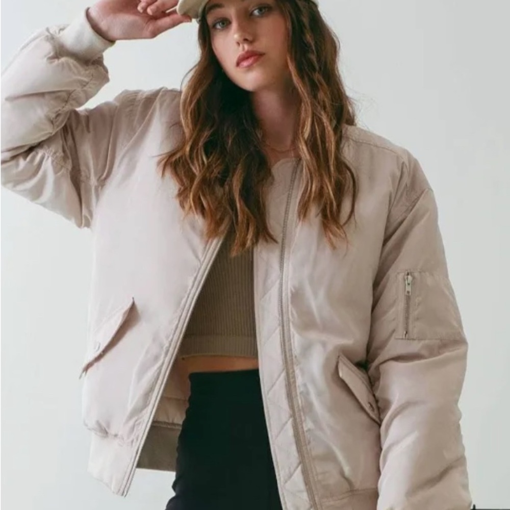 Women's Beige Bomber Jacket